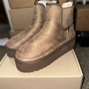Women's Brown Platform Ankle Boots